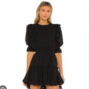 MISA Los Angeles “Emely” Black Ruffle Mini Dress (M)